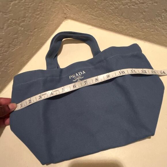 L’ Homme Prada Canvas Mini Tote Bag Denim Blue Micro Purse Cute Coastal Luxe NEW - Picture 5 of 9